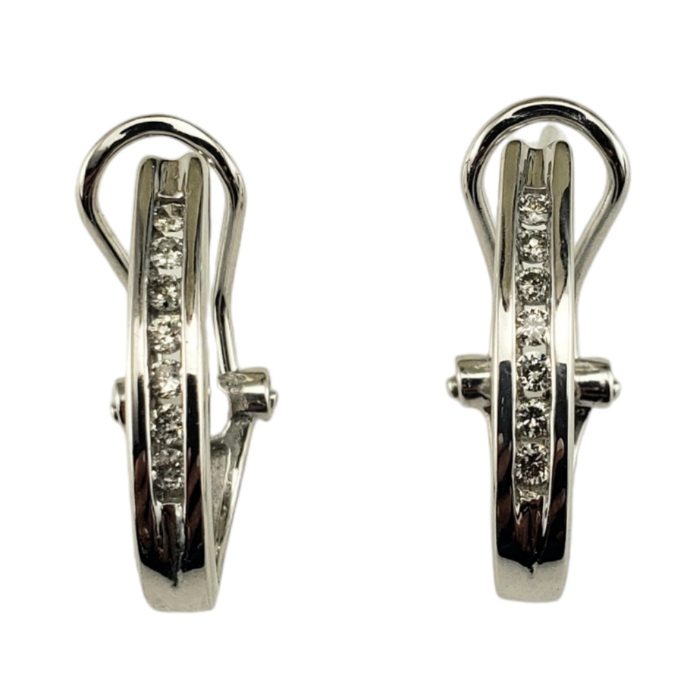 Estate Silver-Tone Diamond Hoop Earrings